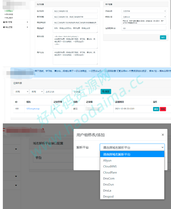 二级域名分发系统源码