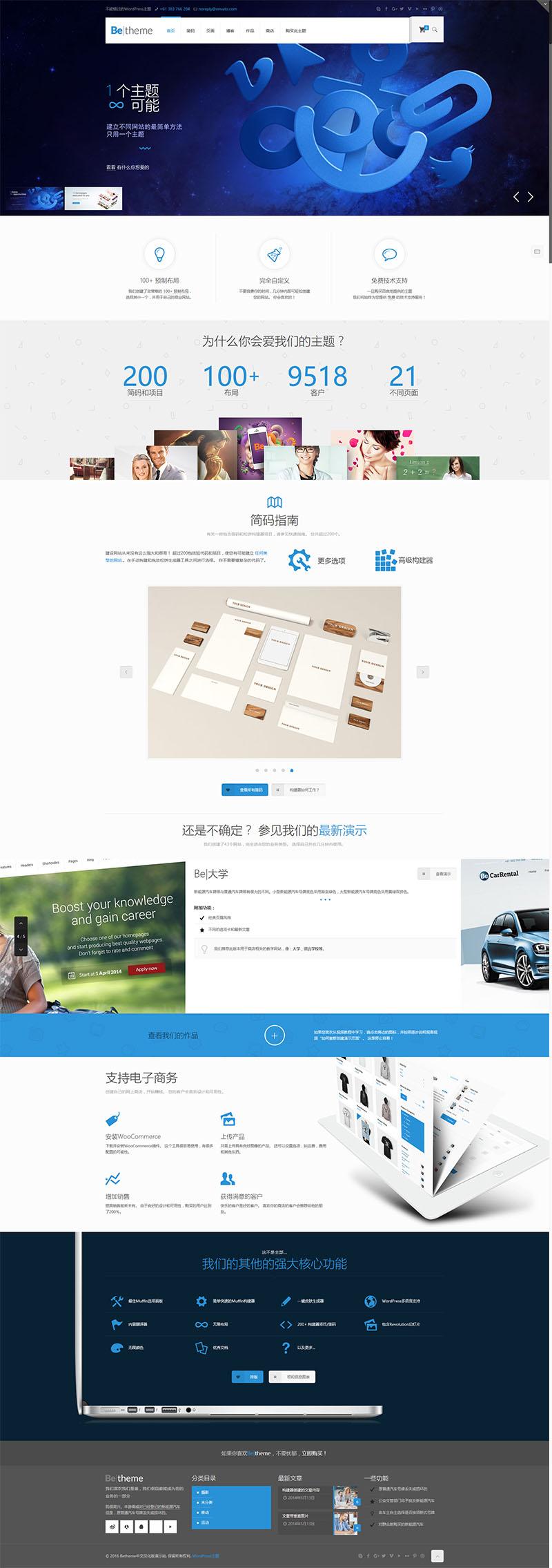 WordPress多用途电子商务博客新闻主题betheme 21.5.6版本，自带500多套模板